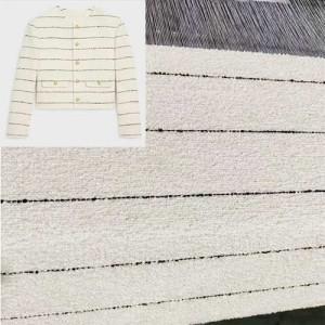 Black thread and white background plaid tartan tweed fabric similar to Chanel style Chinese fabric supplier for Zara 
