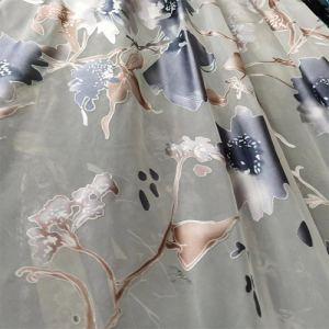 Blue Floral Jacquard Chiffon Fabric China Fabric Supplier for Zara