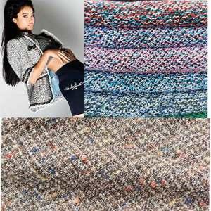 Brown mixed color plaid tartan tweed fabric similar to Chanel style Chinese fabric supplier for Zara
