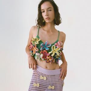 Colorful Floral Top In Green