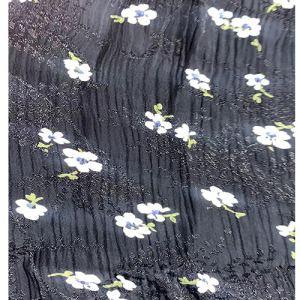 Flower Embroidered Black Pleated Sequin Fabric China Fabric Supplier for Zara