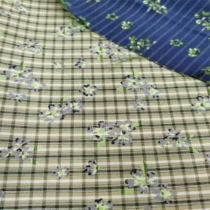 Flower Embroidered Blue and Green Plaid Tartan Tweed Fabric China Fabric Supplier For Zara