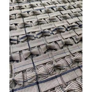 Grey Ribbons Pleated Polyester Cotton Fabric China Fabric Supplier for Zara