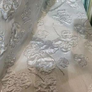 Silver Floral Sequin Embroidered Fabric China Fabric Supplier for Zara
