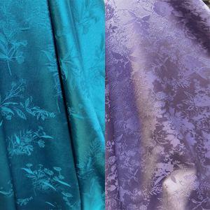 Turquoise and Purple Floral Jacquard Satin Fabric China Fabric Supplier for Zara