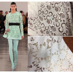 White embroidered openwork skeleton embroidery fabric China fabric supplier for Zara