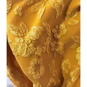 Yellow Floral 3D Cotton Linen Embroidery Fabric China Fabric Supplier for Zara