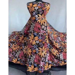 Colorful flowers and leaves 3D three-dimensional beaded sequin fabric China fabric supplier for zara    