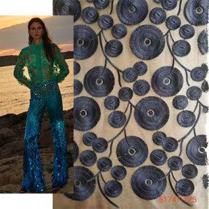 navy blue embroidery fabric China fabric supplier for Zara